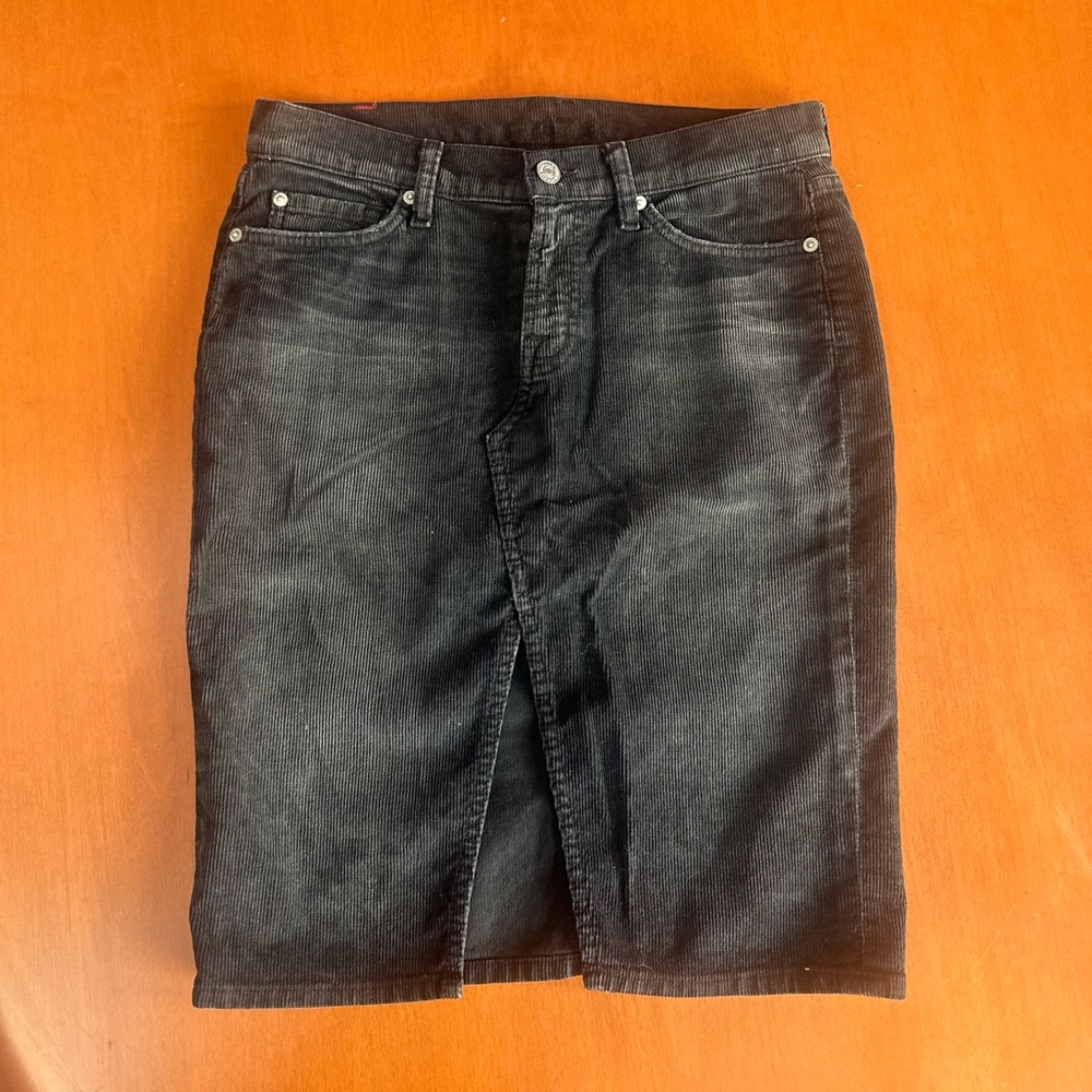 7 for All Mankind Corduroy Midi Pencil Skirt